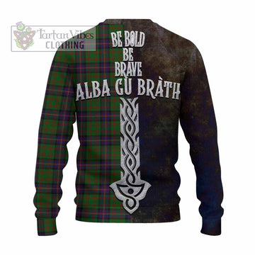 Tartan Vibes Clothing Cochrane Tartan Family Crest Knitted Sweater Alba Gu Brath Be Brave Lion Ancient Style