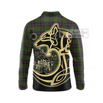 Cochrane Tartan Long Sleeve Polo Shirt with Family Crest Celtic Wolf Style - Tartanvibesclothing Shop