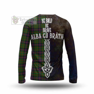Tartan Vibes Clothing Cochrane Tartan Family Crest Long Sleeve T-Shirt Alba Gu Brath Be Brave Lion Ancient Style
