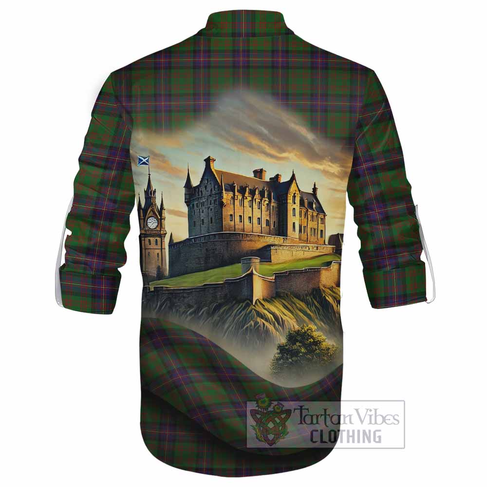 Tartan Vibes Clothing Cochrane Tartan Family Crest Ghillie Kilt Shirt with Scottish Ancient Castle Style
