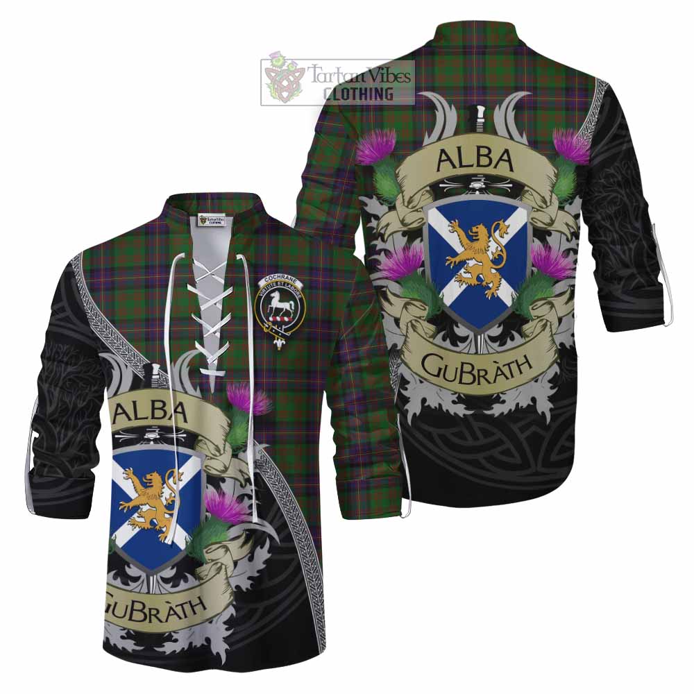 Tartan Vibes Clothing Cochrane Tartan Family Crest Ghillie Kilt Shirt Lion Rampant Royal Thistle Shield Celtic Inspired