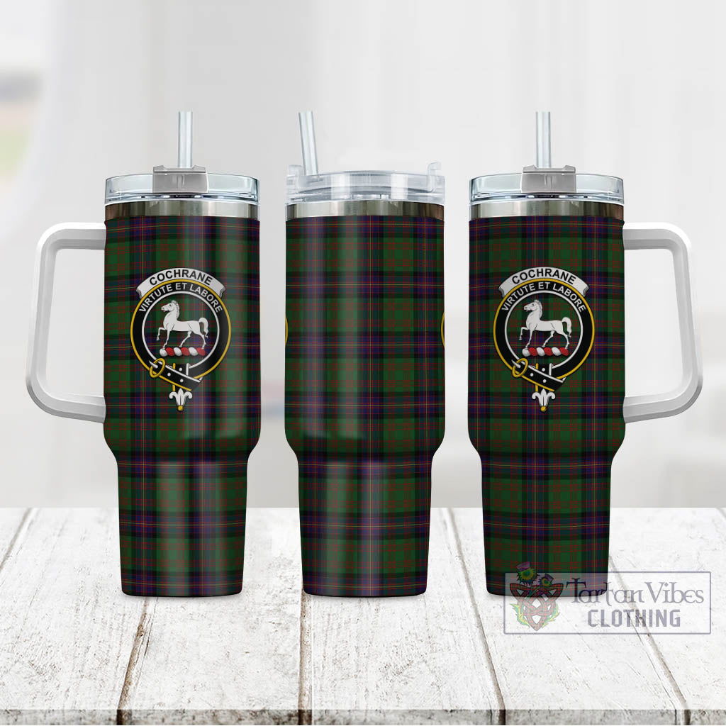 Tartan Vibes Clothing Cochrane Tartan and Family Crest Tumbler with Handle