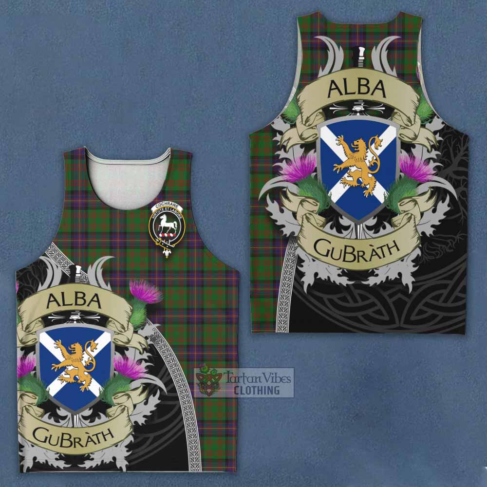 Tartan Vibes Clothing Cochrane Tartan Family Crest Men's Tank Top Lion Rampant Royal Thistle Shield Celtic Inspired