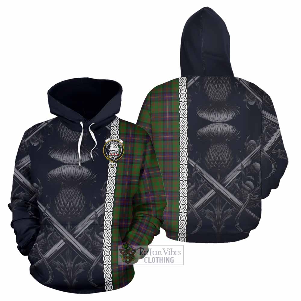 Tartan Vibes Clothing Cochrane Tartan Hoodie with Family Crest Cross Sword Thistle Celtic Vibes