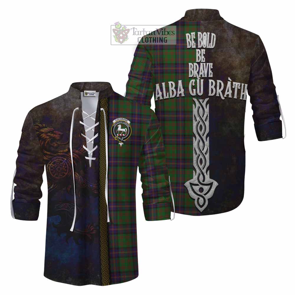 Tartan Vibes Clothing Cochrane Tartan Family Crest Ghillie Kilt Shirt Alba Gu Brath Be Brave Lion Ancient Style