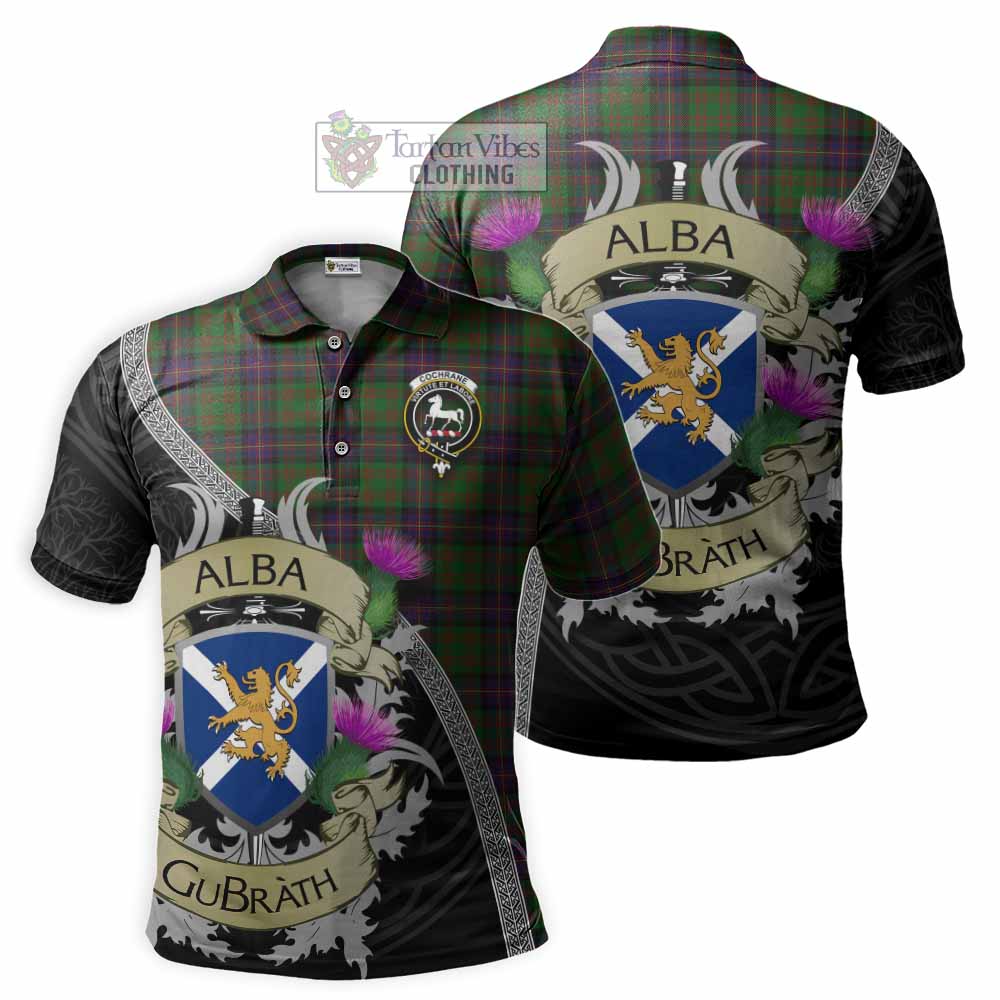 Tartan Vibes Clothing Cochrane Tartan Family Crest Polo Shirt Lion Rampant Royal Thistle Shield Celtic Inspired