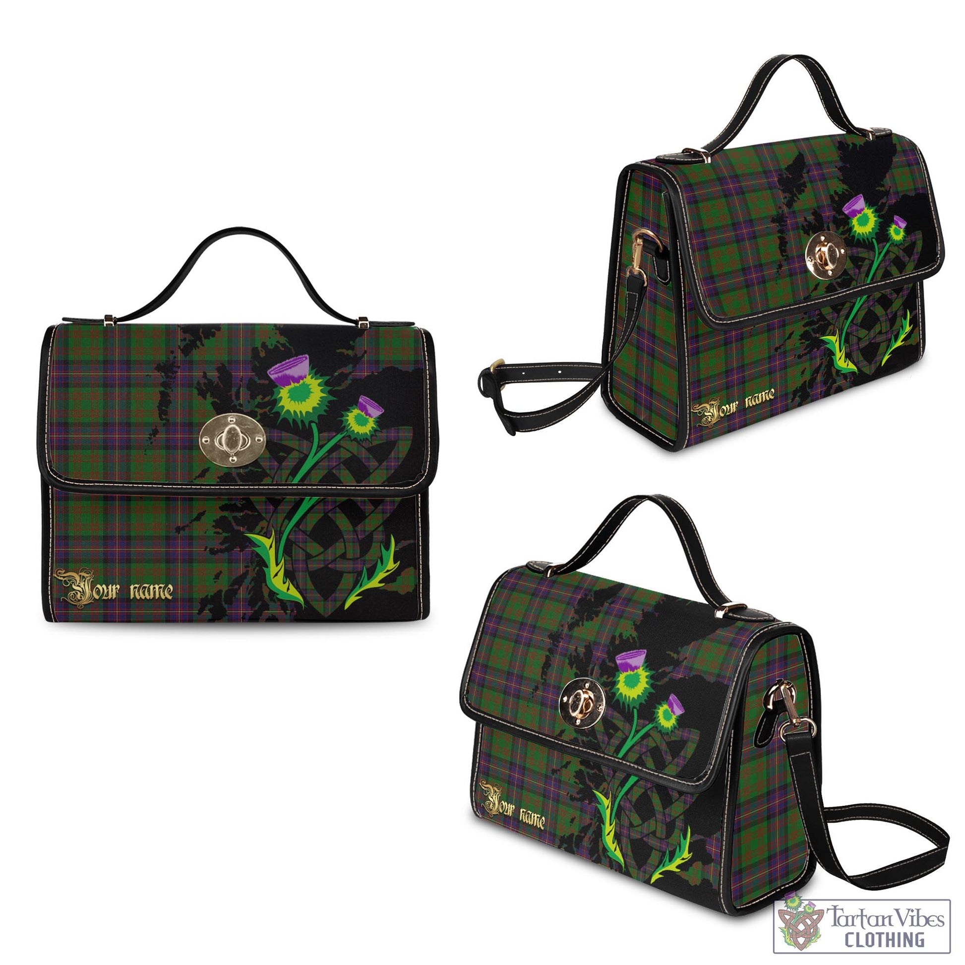 Tartan Vibes Clothing Cochrane Tartan Waterproof Canvas Bag with Scotland Map and Thistle Celtic Accents