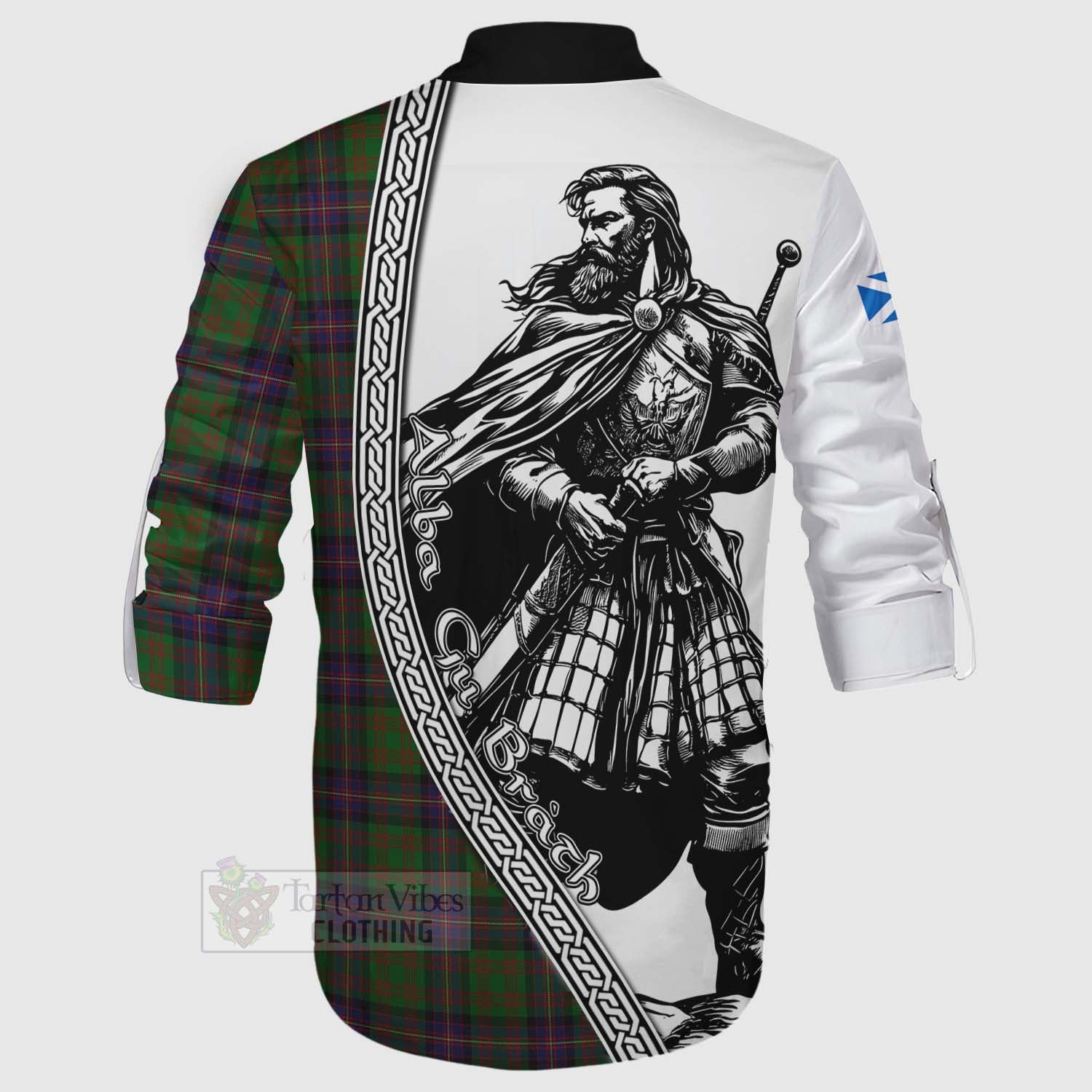 Tartan Vibes Clothing Cochrane Tartan Clan Crest Ghillie Kilt Shirt with Highlander Warrior Celtic Style