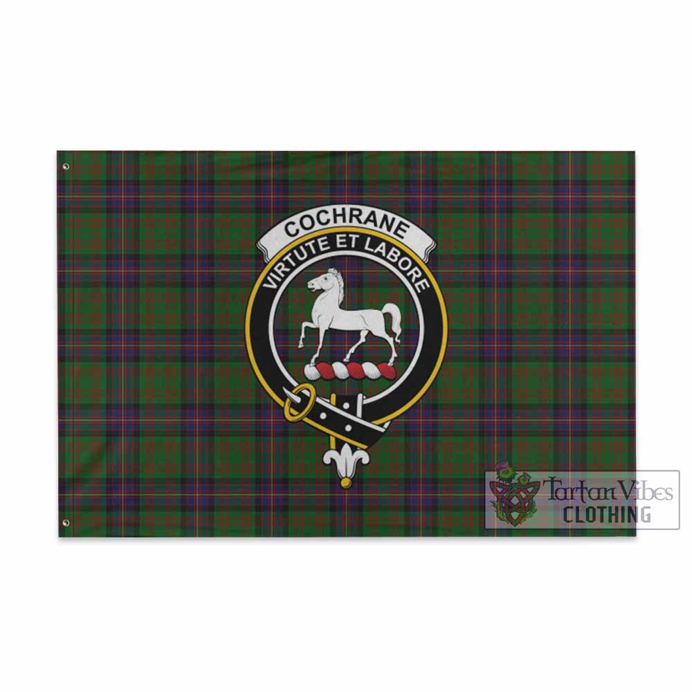 Tartan Vibes Clothing Cochrane Tartan House Flag with Family Crest
