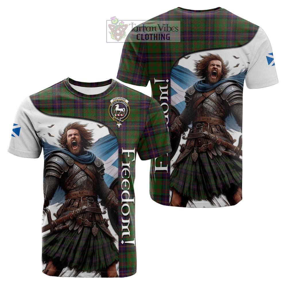 Tartan Vibes Clothing Cochrane Crest Tartan Cotton T-shirt Inspired by the Freedom of Scottish Warrior