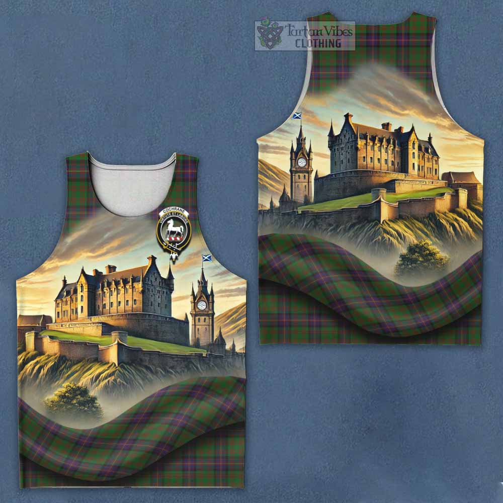 Tartan Vibes Clothing Cochrane Tartan Family Crest Men's Tank Top with Scottish Ancient Castle Style