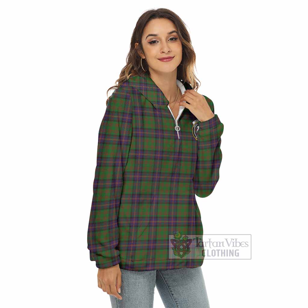 Tartan Vibes Clothing Cochrane Tartan Crest Women's Borg  Half Zip Fleece Hoodie