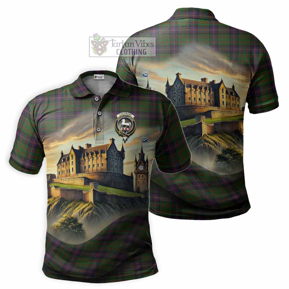Tartan Vibes Clothing Cochrane Tartan Family Crest Polo Shirt with Scottish Ancient Castle Stype