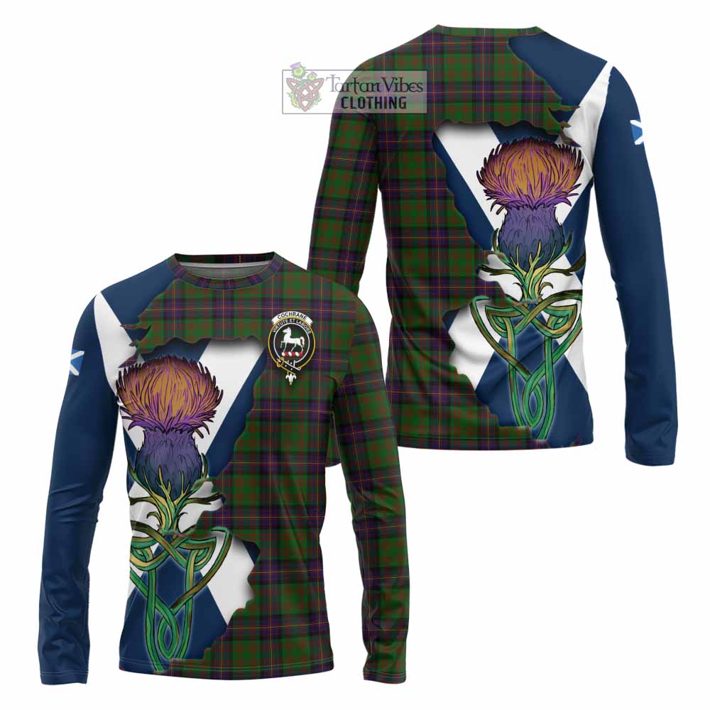 Tartan Vibes Clothing Cochrane Tartan Family Crest Long Sleeve T-Shirt Scottish Thistle Celtic Inspired