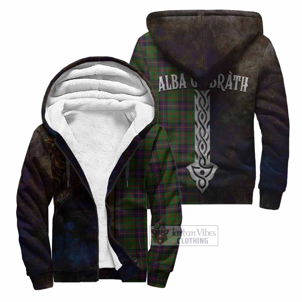 Tartan Vibes Clothing Cochrane Tartan Family Crest Sherpa Hoodie Alba Gu Brath Be Brave Lion Ancient Style
