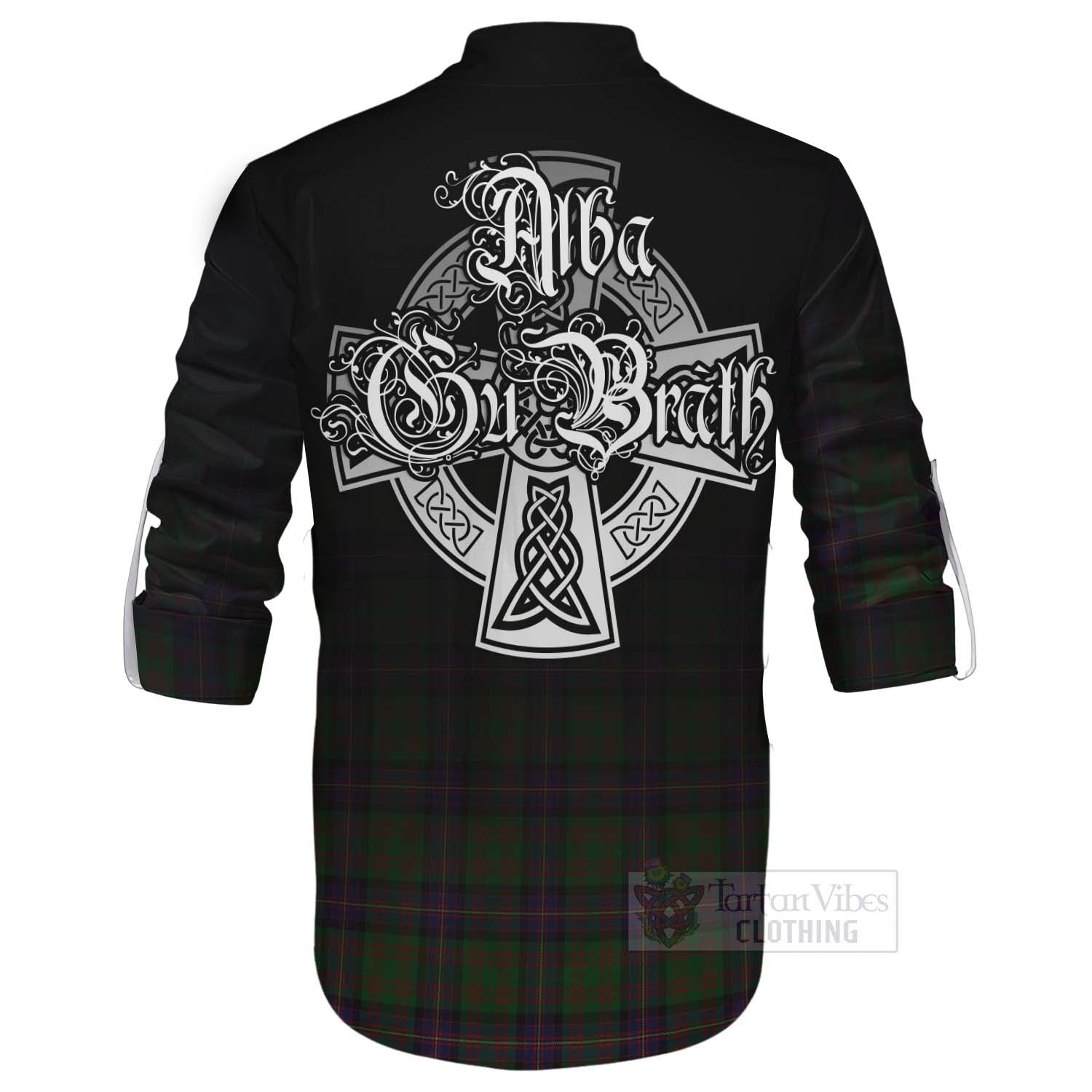 Tartan Vibes Clothing Cochrane Tartan Ghillie Kilt Shirt Featuring Alba Gu Brath Family Crest Celtic Inspired