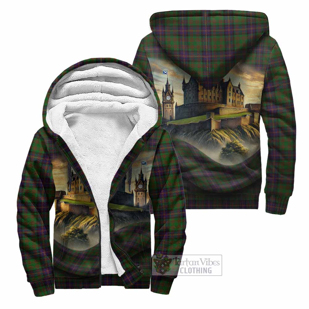 Tartan Vibes Clothing Cochrane Tartan Family Crest Sherpa Hoodie with Scottish Ancient Castle Style
