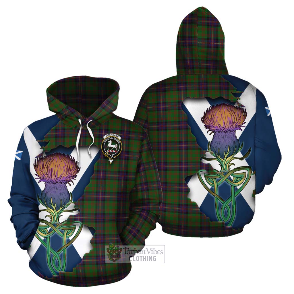 Tartan Vibes Clothing Cochrane Tartan Family Crest Cotton Hoodie Scottish Thistle Celtic Inspired