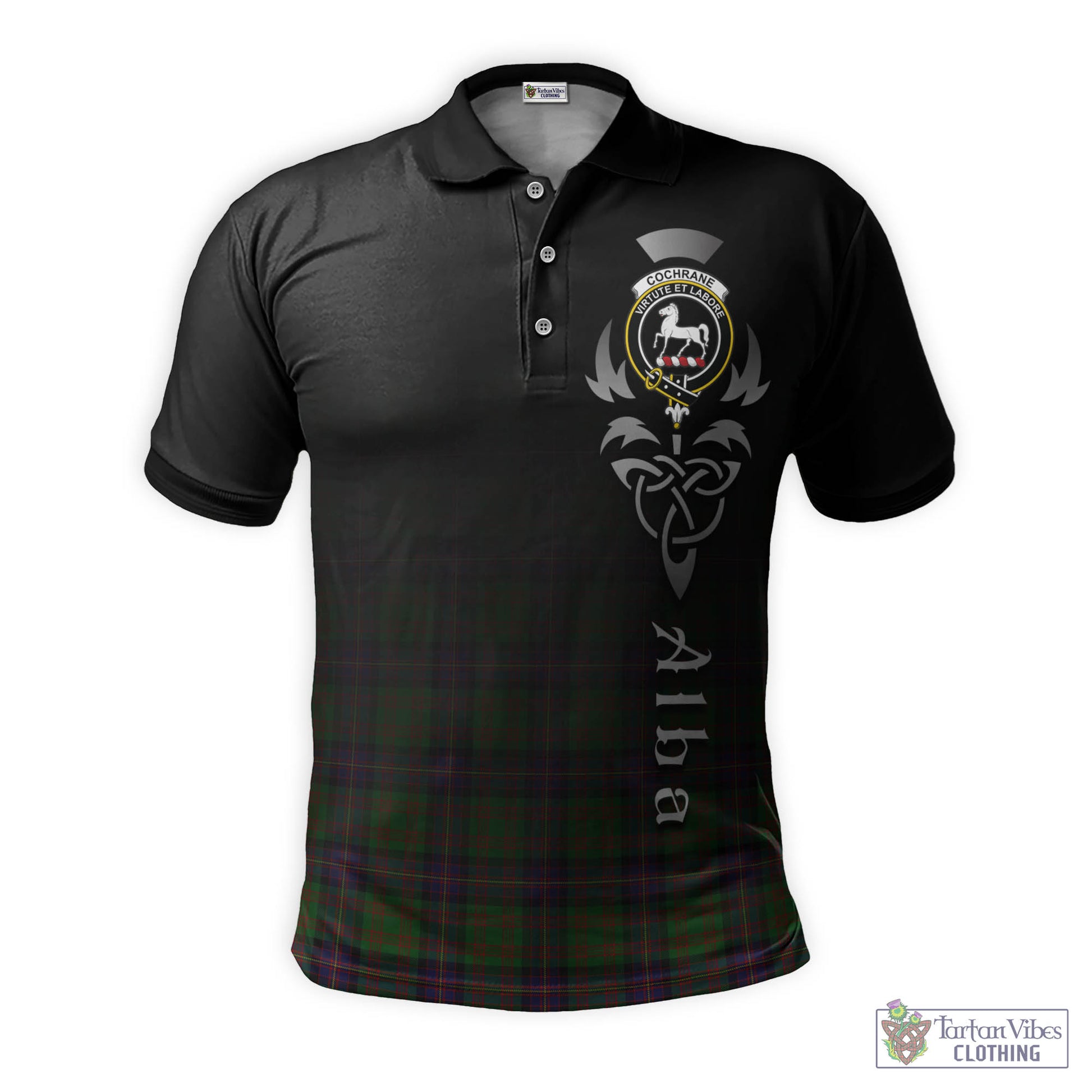 Tartan Vibes Clothing Cochrane Tartan Polo Shirt Featuring Alba Gu Brath Family Crest Celtic Inspired