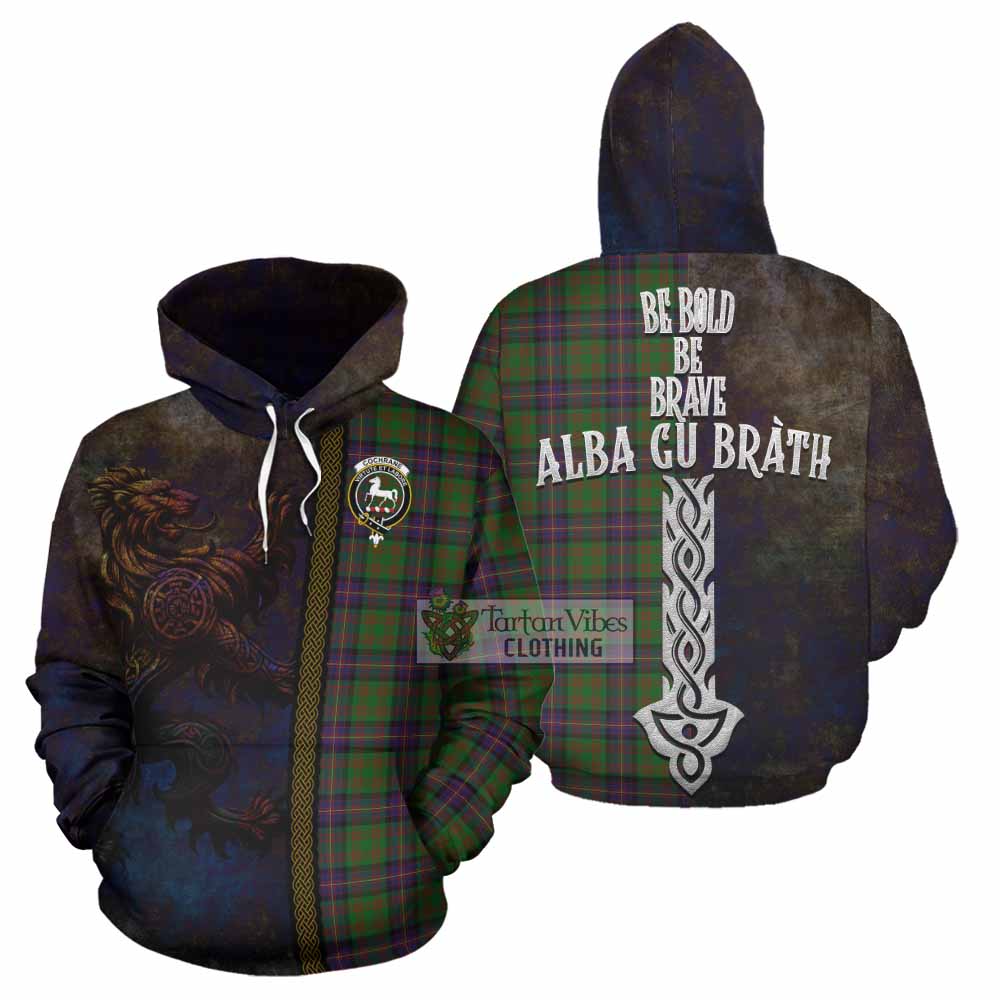Tartan Vibes Clothing Cochrane Tartan Family Crest Hoodie Alba Gu Brath Be Brave Lion Ancient Style