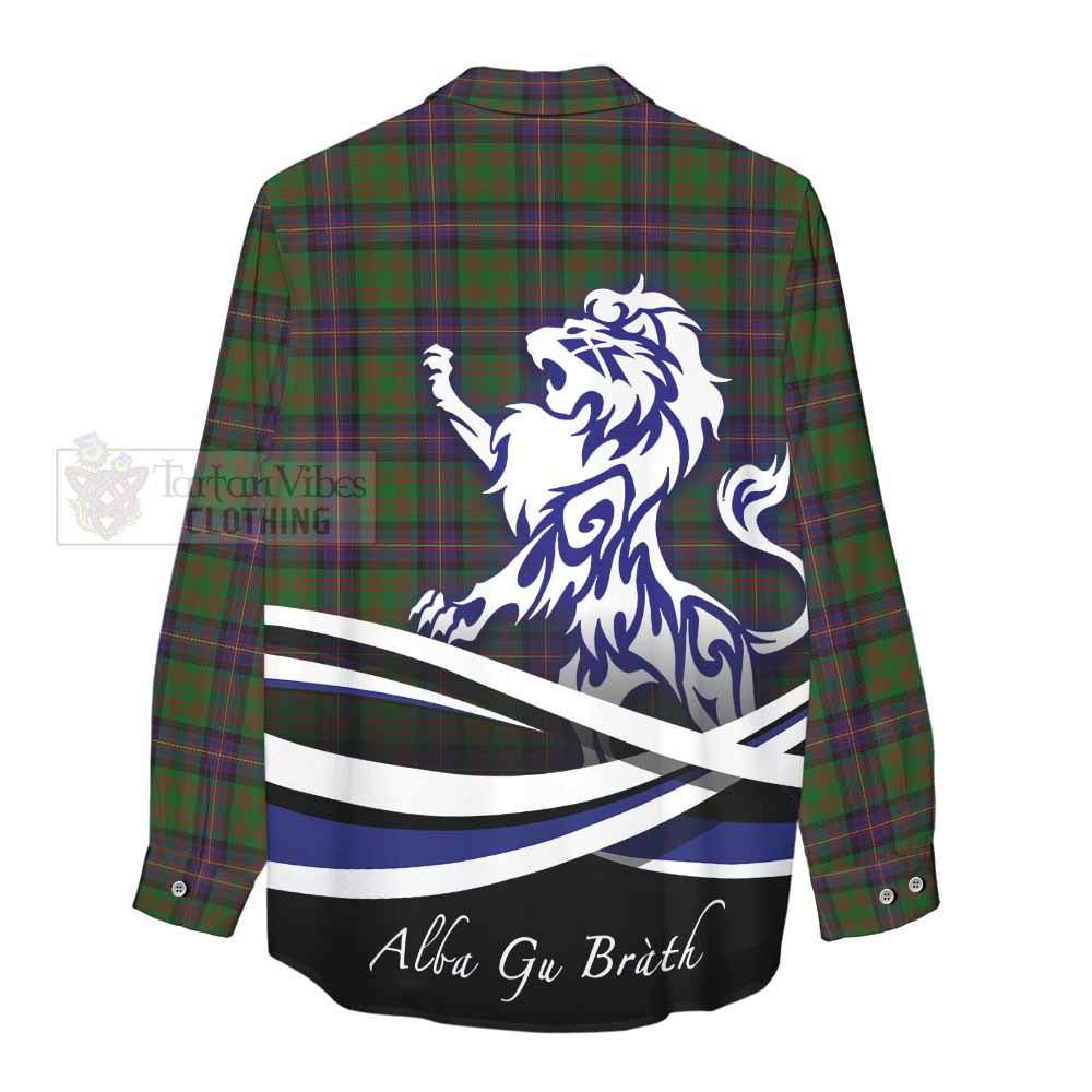 Tartan Vibes Clothing Cochrane Tartan Women's Casual Shirt with Alba Gu Brath Regal Lion Emblem
