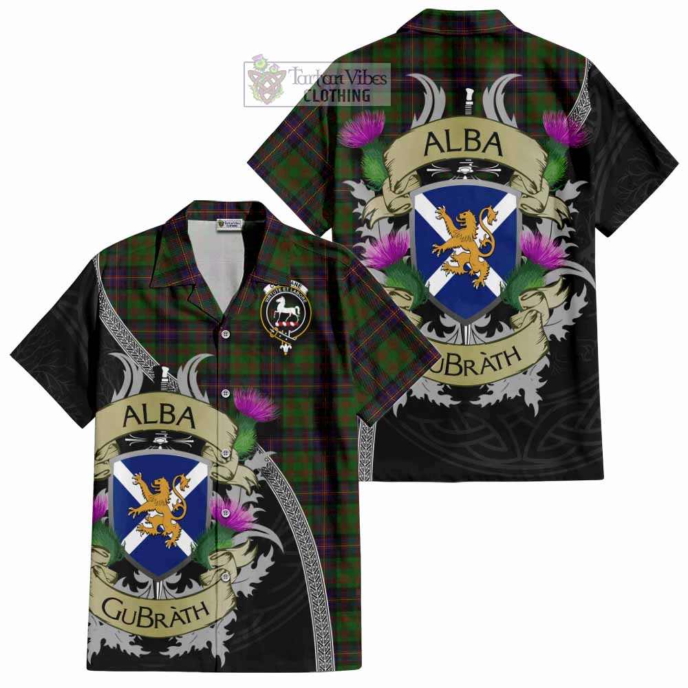Tartan Vibes Clothing Cochrane Tartan Family Crest Short Sleeve Button Shirt Lion Rampant Royal Thistle Shield Celtic Inspired