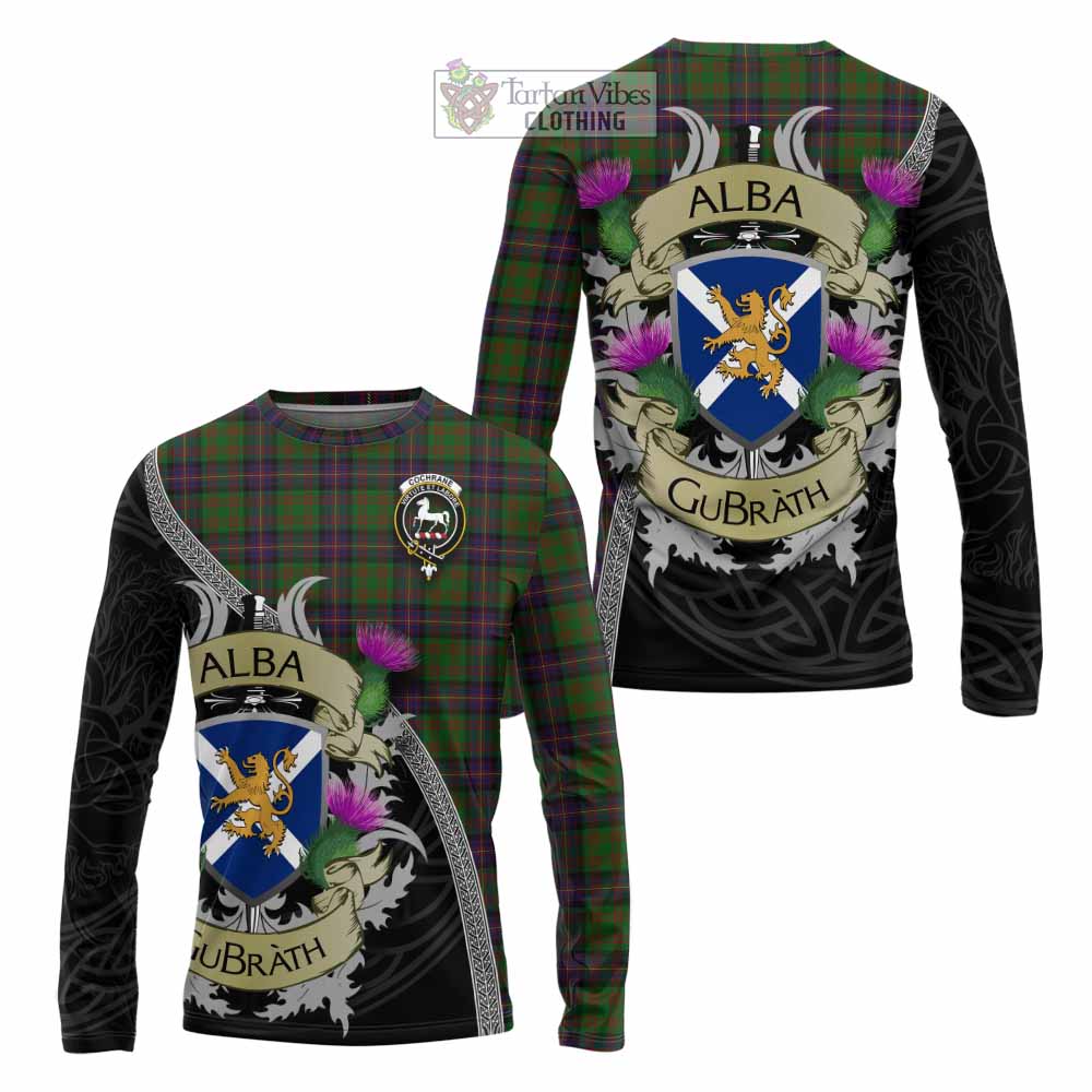Tartan Vibes Clothing Cochrane Tartan Family Crest Long Sleeve T-Shirt Lion Rampant Royal Thistle Shield Celtic Inspired