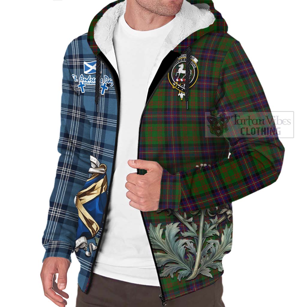 Tartan Vibes Clothing Cochrane Tartan Sherpa Hoodie Happy St. Andrew's Day Half Tartan Style