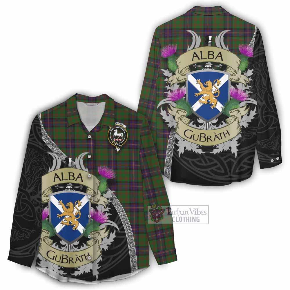 Tartan Vibes Clothing Cochrane Tartan Family Crest Women's Casual Shirt Lion Rampant Royal Thistle Shield Celtic Inspired