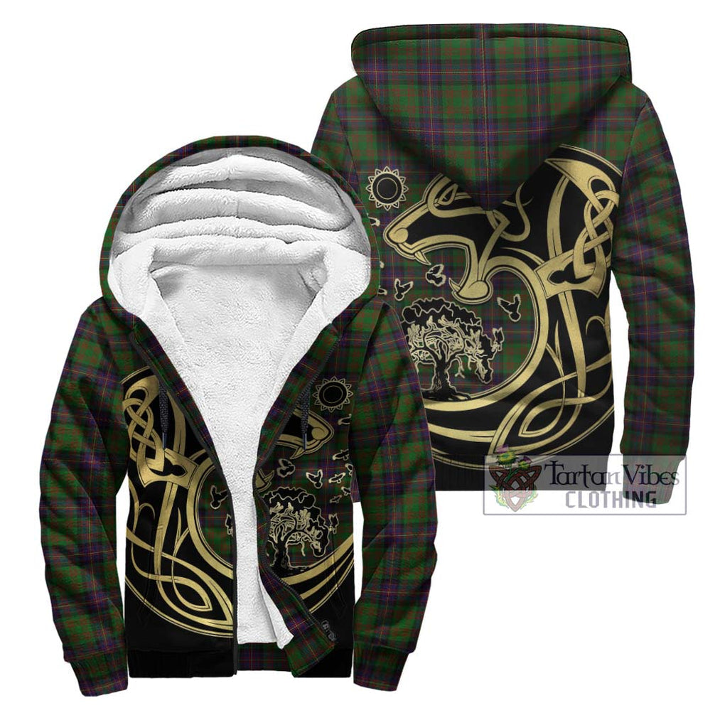 Cochrane Tartan Sherpa Hoodie with Family Crest Celtic Wolf Style Unisex - Tartan Vibes Clothing