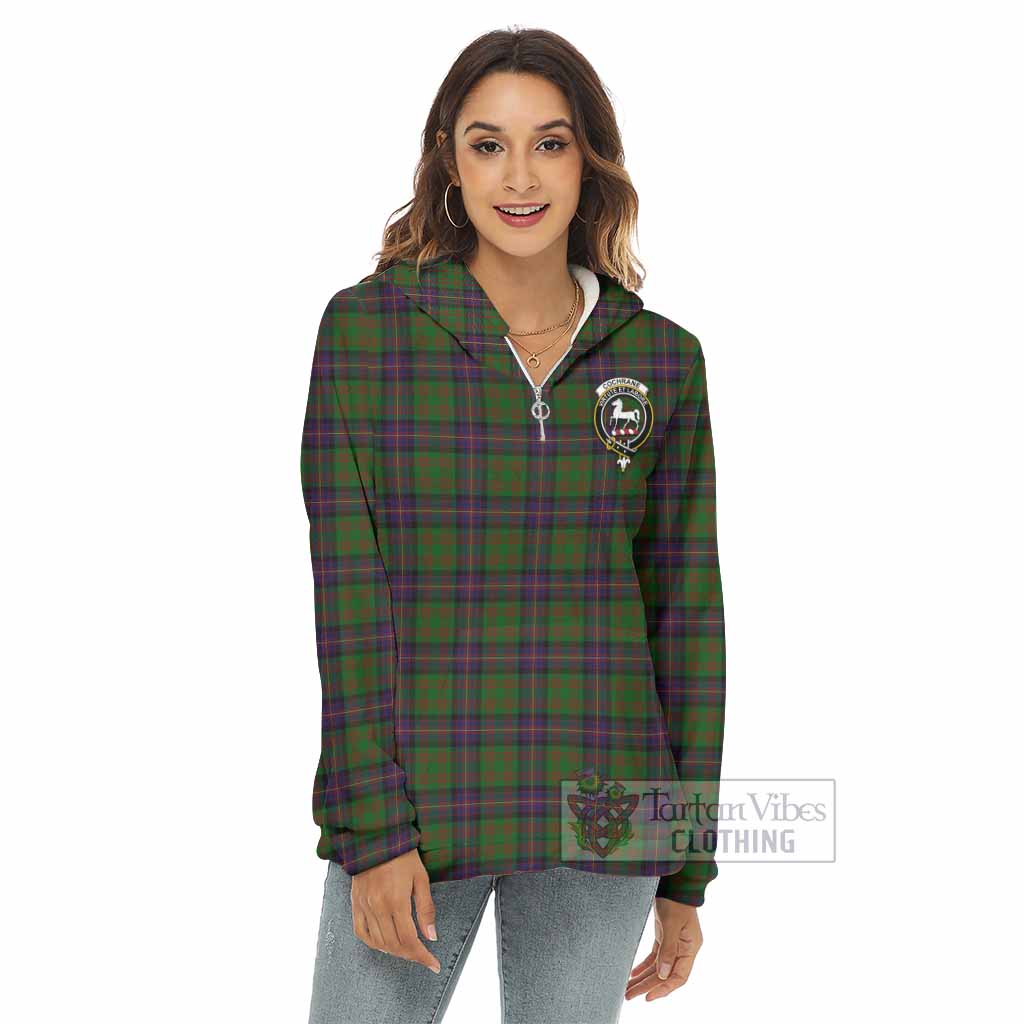 Tartan Vibes Clothing Cochrane Tartan Crest Women's Borg  Half Zip Fleece Hoodie