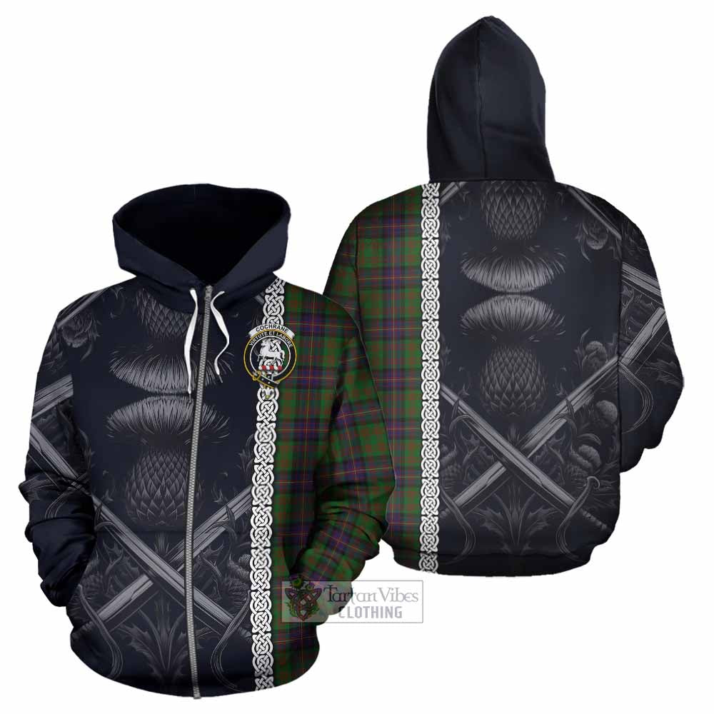 Tartan Vibes Clothing Cochrane Tartan Hoodie with Family Crest Cross Sword Thistle Celtic Vibes