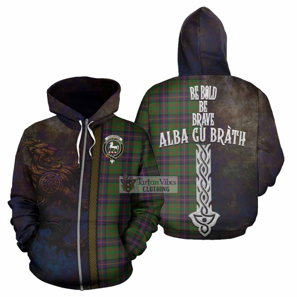Tartan Vibes Clothing Cochrane Tartan Family Crest Hoodie Alba Gu Brath Be Brave Lion Ancient Style