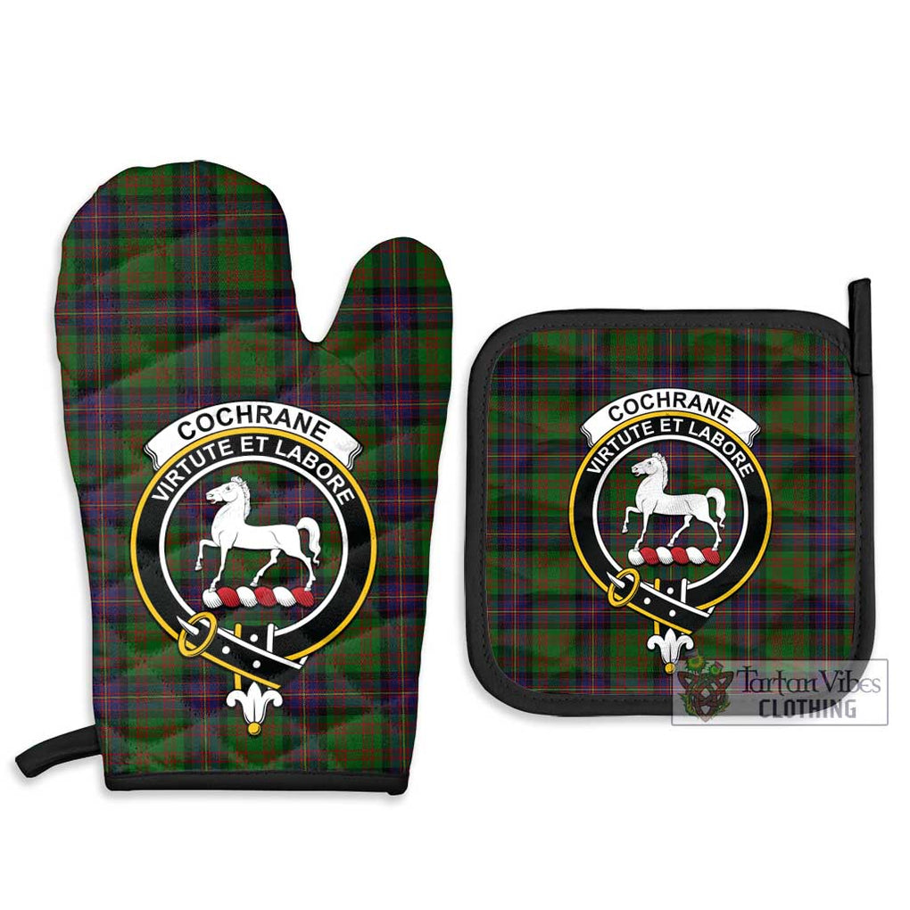 Cochrane Tartan Combo Oven Mitt & Pot-Holder with Family Crest Combo 1 Oven Mitt & 2 Pot-Holder Black - Tartan Vibes Clothing