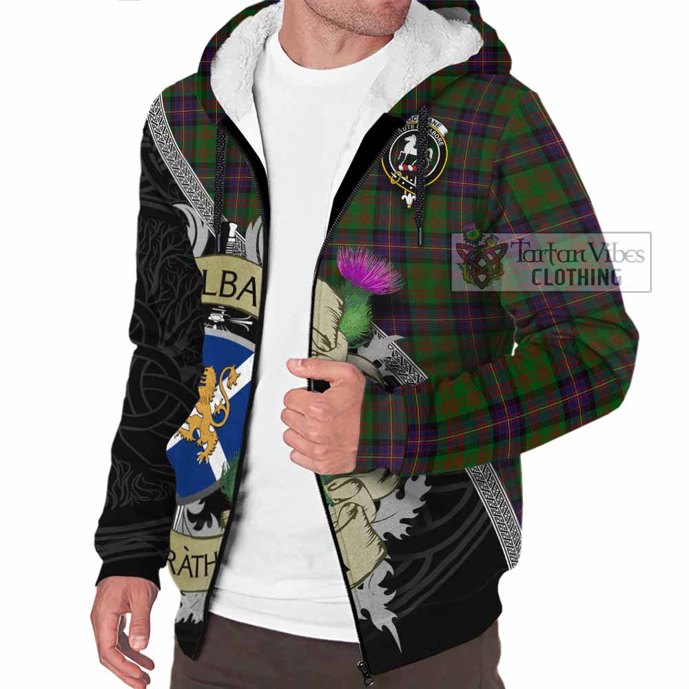 Tartan Vibes Clothing Cochrane Tartan Family Crest Sherpa Hoodie Lion Rampant Royal Thistle Shield Celtic Inspired