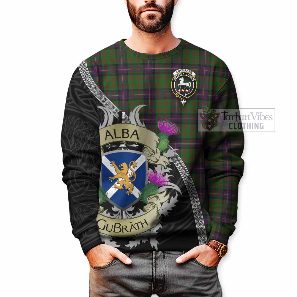 Tartan Vibes Clothing Cochrane Tartan Family Crest Sweatshirt Lion Rampant Royal Thistle Shield Celtic Inspired