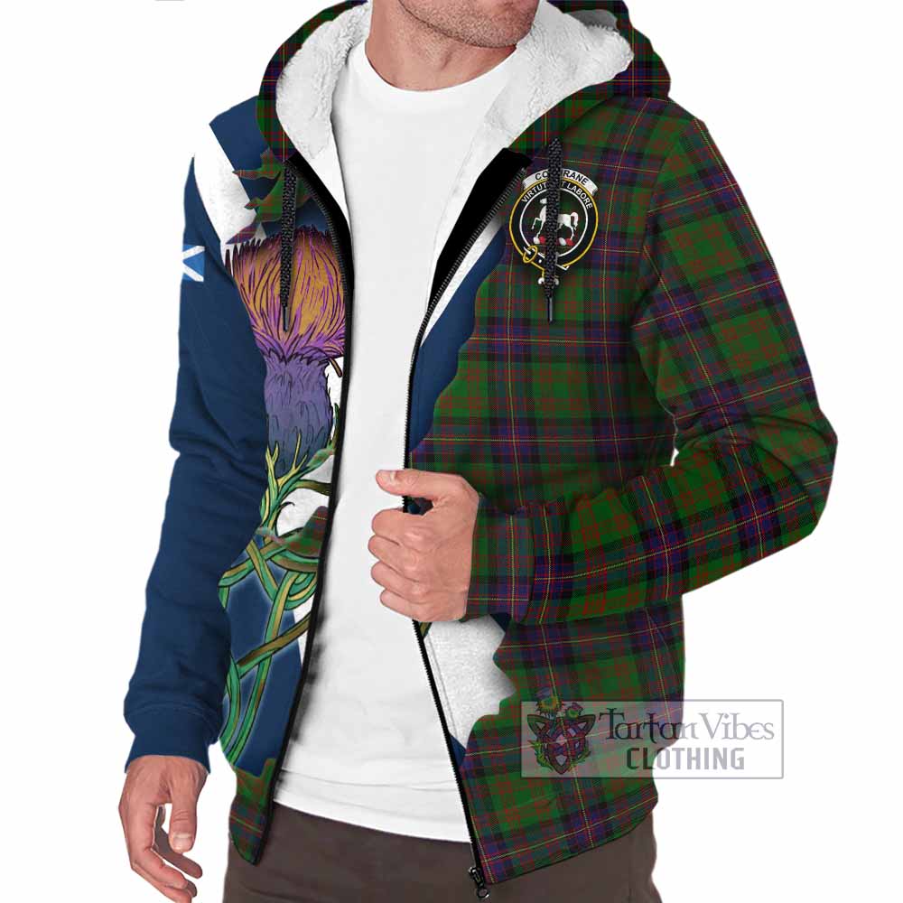 Tartan Vibes Clothing Cochrane Tartan Family Crest Sherpa Hoodie Scottish Thistle Celtic Inspired