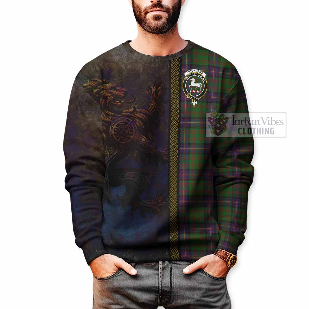 Tartan Vibes Clothing Cochrane Tartan Family Crest Sweatshirt Alba Gu Brath Be Brave Lion Ancient Style
