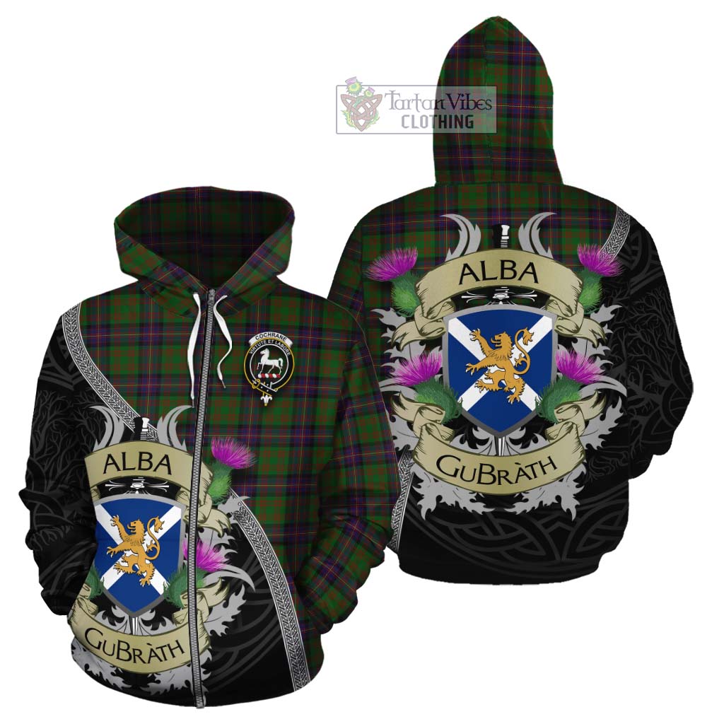 Tartan Vibes Clothing Cochrane Tartan Family Crest Cotton Hoodie Lion Rampant Royal Thistle Shield Celtic Inspired