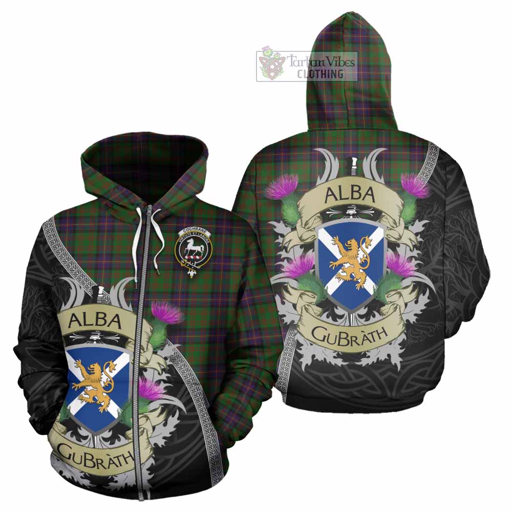 Tartan Vibes Clothing Cochrane Tartan Family Crest Hoodie Lion Rampant Royal Thistle Shield Celtic Inspired