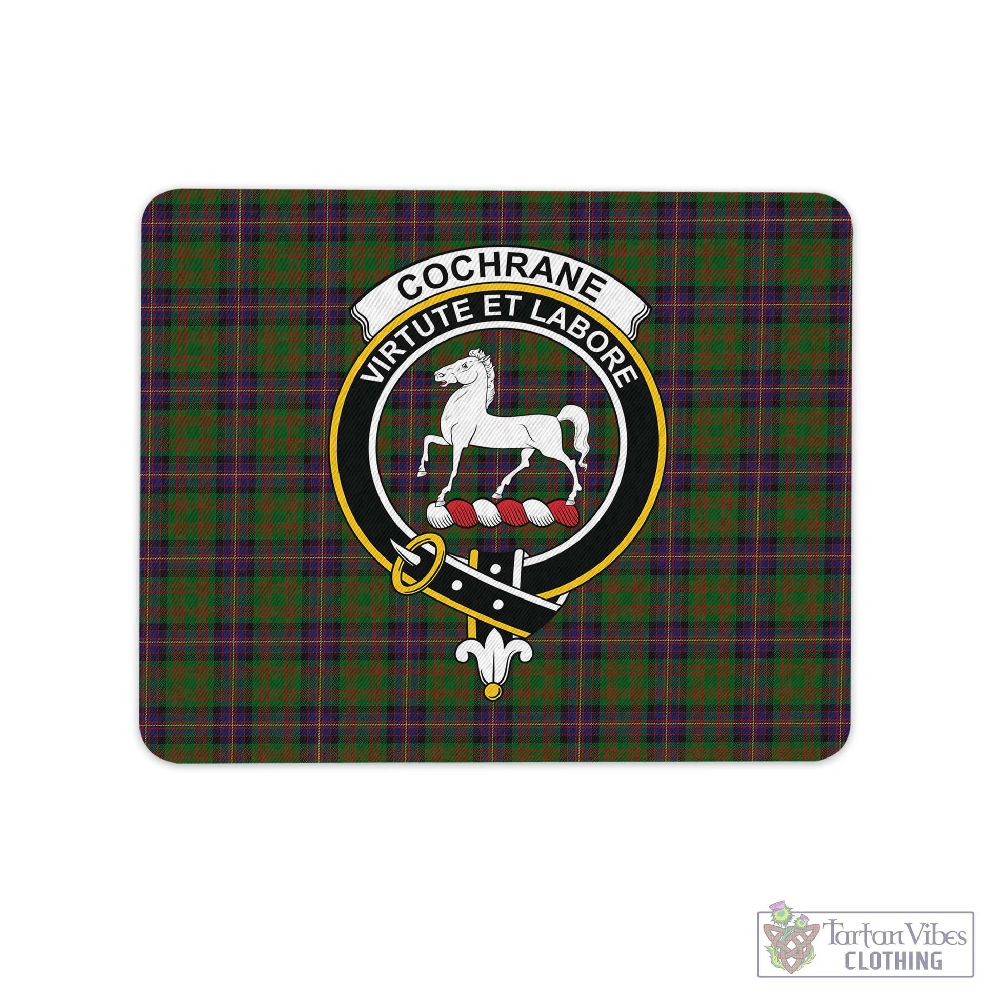 Tartan Vibes Clothing Cochrane Tartan Mouse Pad with Family Crest