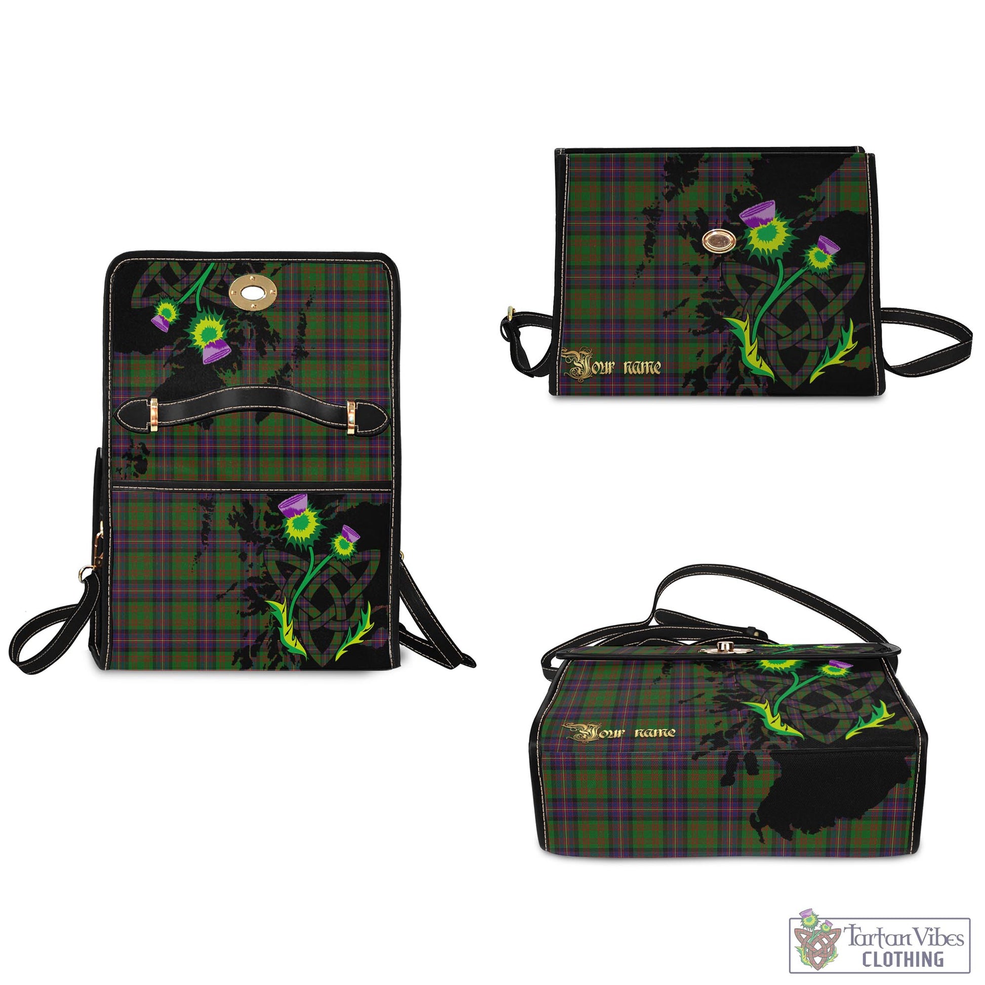 Tartan Vibes Clothing Cochrane Tartan Waterproof Canvas Bag with Scotland Map and Thistle Celtic Accents