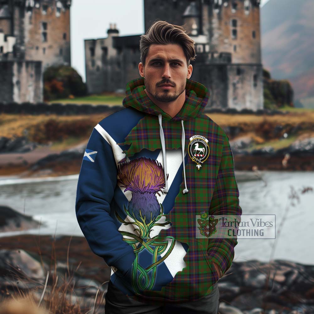 Tartan Vibes Clothing Cochrane Tartan Family Crest Cotton Hoodie Scottish Thistle Celtic Inspired