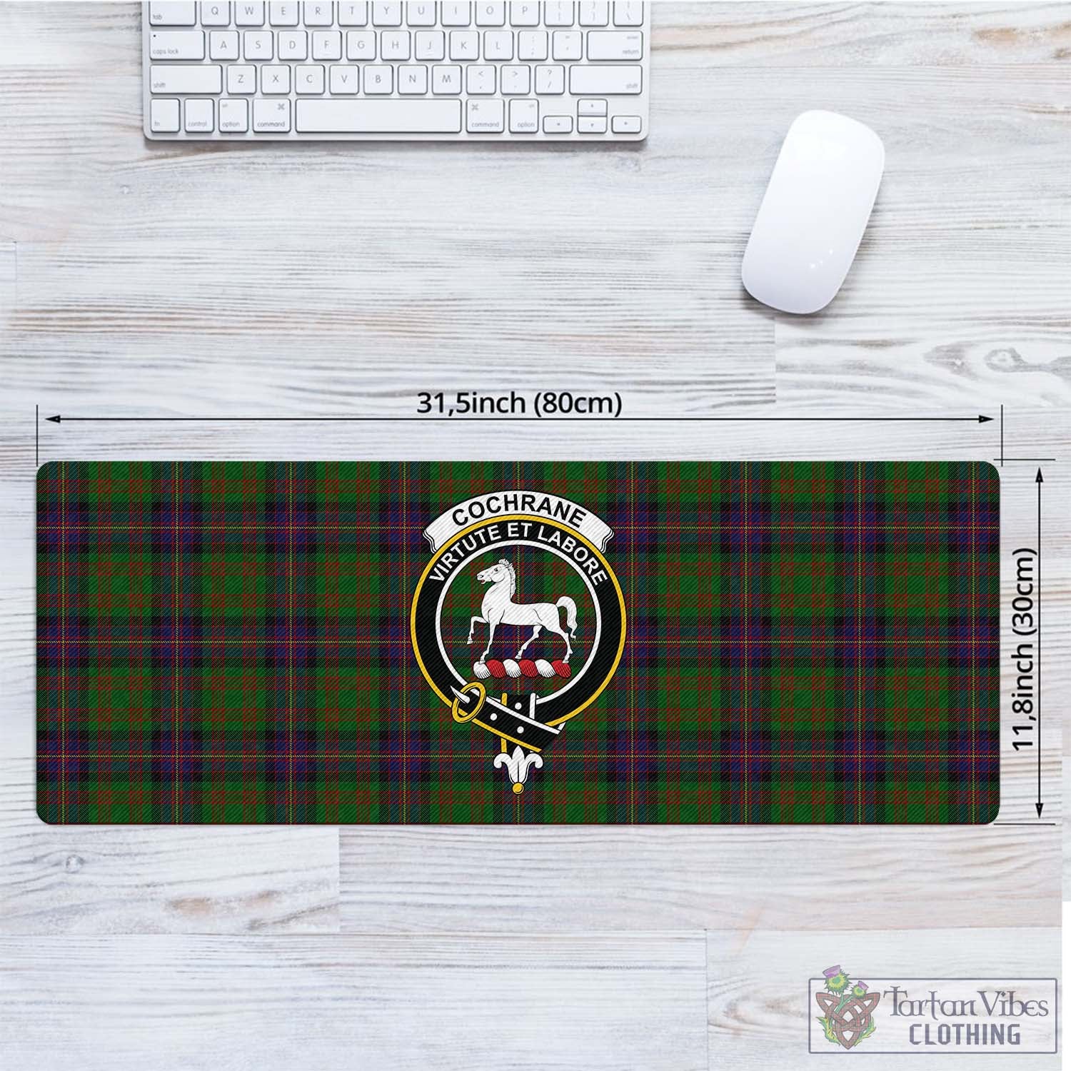 Tartan Vibes Clothing Cochrane Tartan Mouse Pad with Family Crest