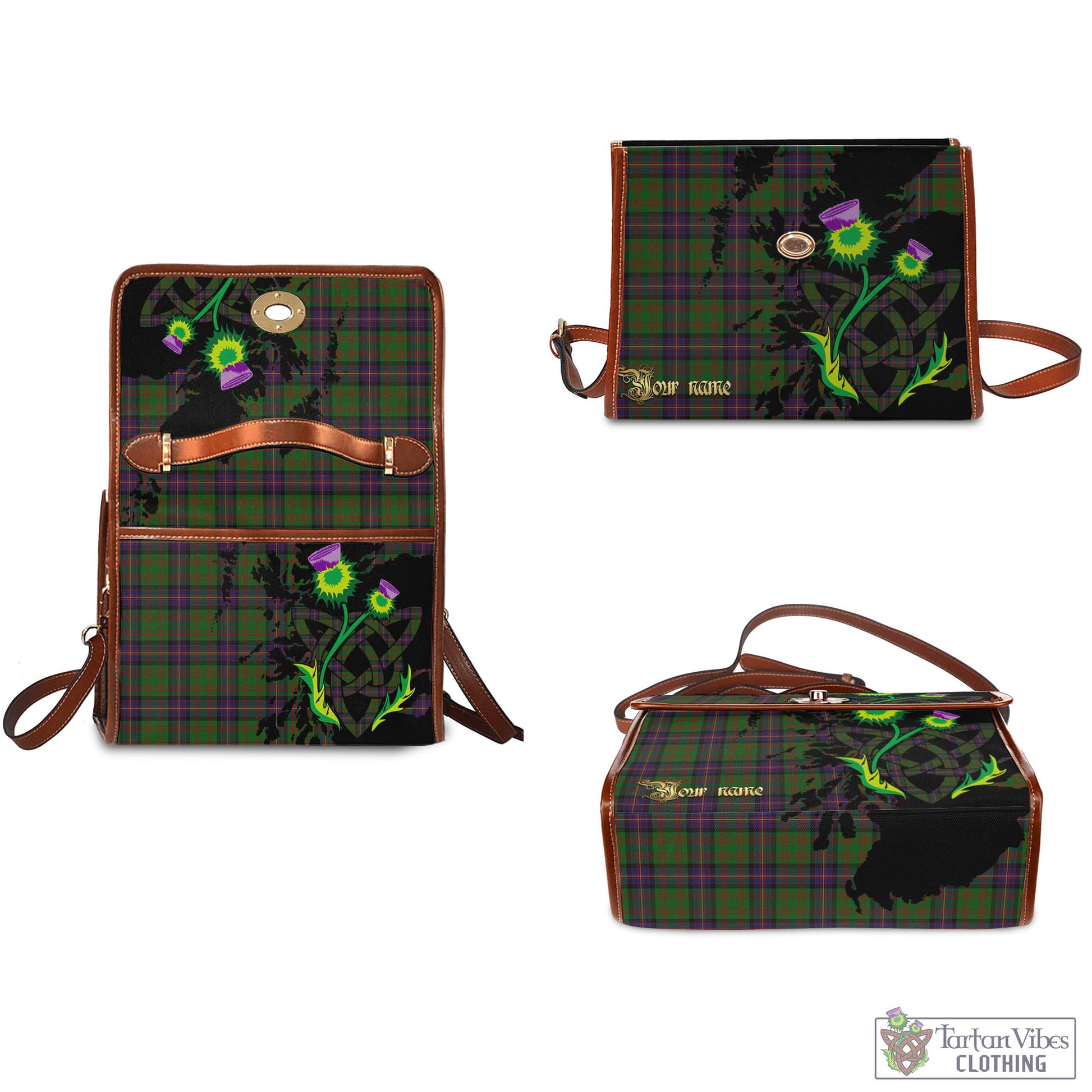 Tartan Vibes Clothing Cochrane Tartan Waterproof Canvas Bag with Scotland Map and Thistle Celtic Accents