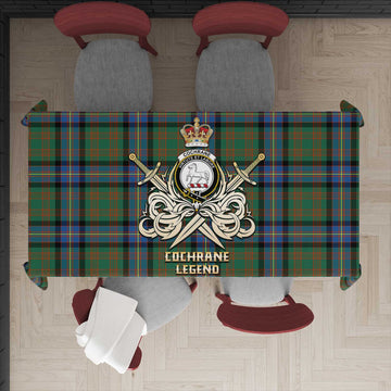 Cochrane Ancient Tartan Tablecloth with Clan Crest and the Golden Sword of Courageous Legacy