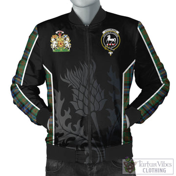 Cochrane Ancient Tartan Bomber Jacket with Family Crest and Scottish Thistle Vibes Sport Style