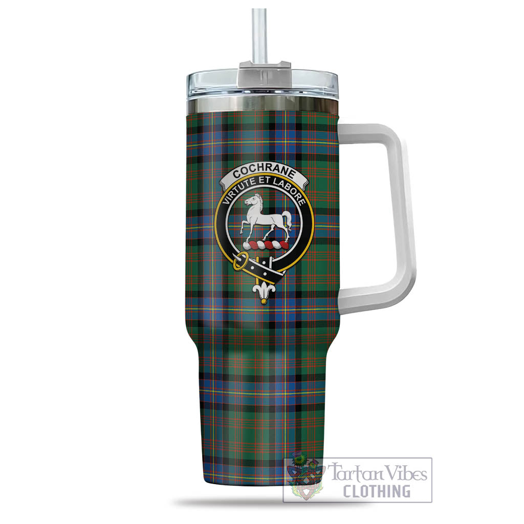 Tartan Vibes Clothing Cochrane Ancient Tartan and Family Crest Tumbler with Handle