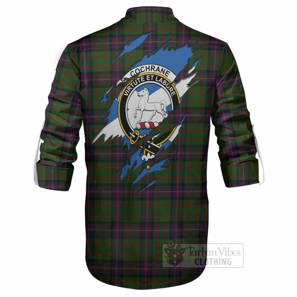 Cochrane Clan Crest In Me Tartan Ghillie Shirt Scotland Flag Style