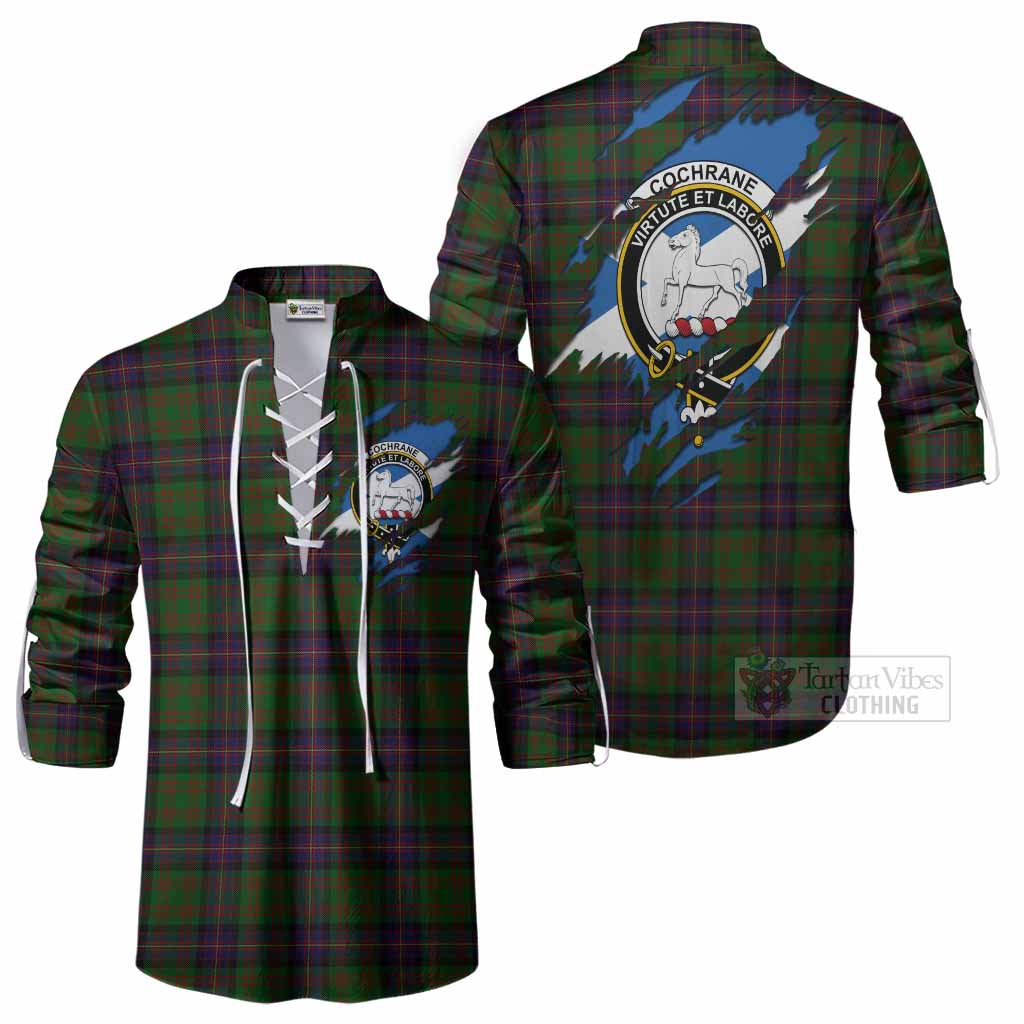Cochrane Clan Crest In Me Tartan Ghillie Shirt Scotland Flag Style